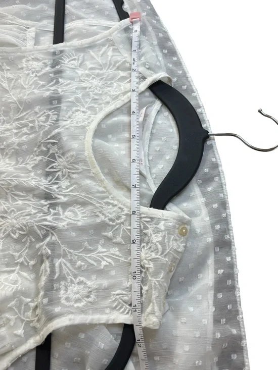 Zara Embroidered Dotted Mesh Top Chiffon Sleeveless 2017 Blogger Fave XS Ecru - Picture 9 of 12
